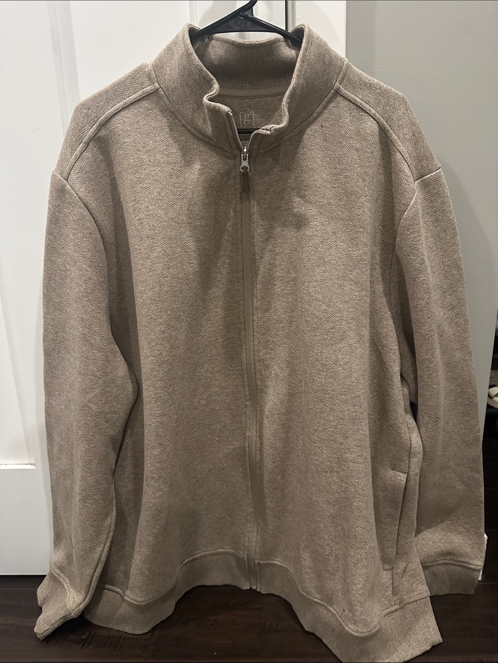 George Men's Full-Zip Mock Neck Sweater Jacket - Taupe